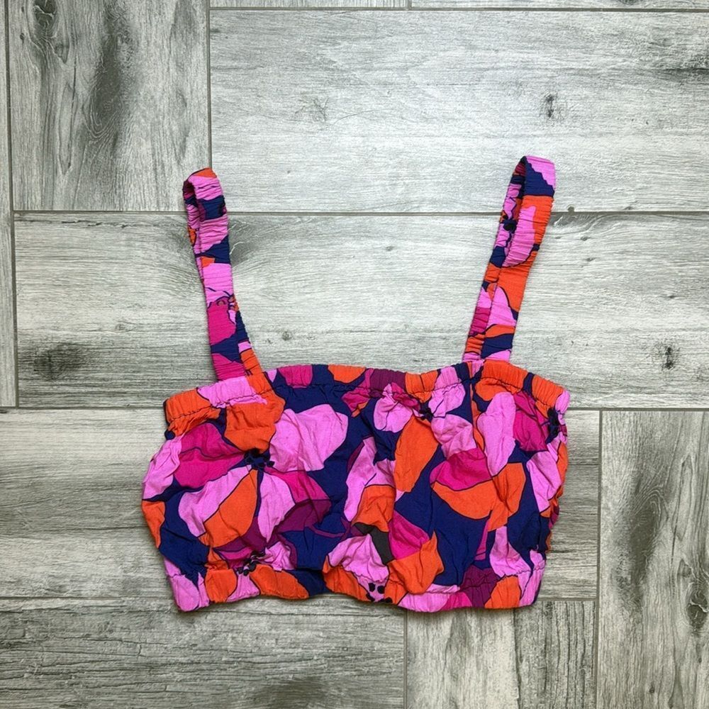 Abel The Label Ladies Multicolor Floral Rayon Sleeveless Crop Tank Top Size XS